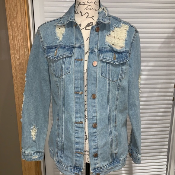 Fashion Nova Jackets & Blazers - Fashion nova Blue jean ripped jacket